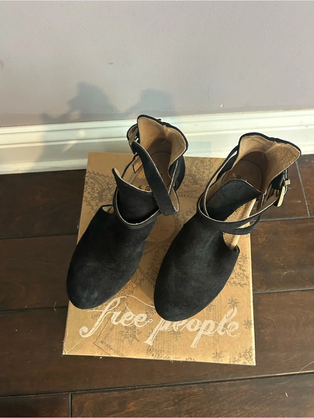 Free People Cedar Black Suede Clog Heels size 36